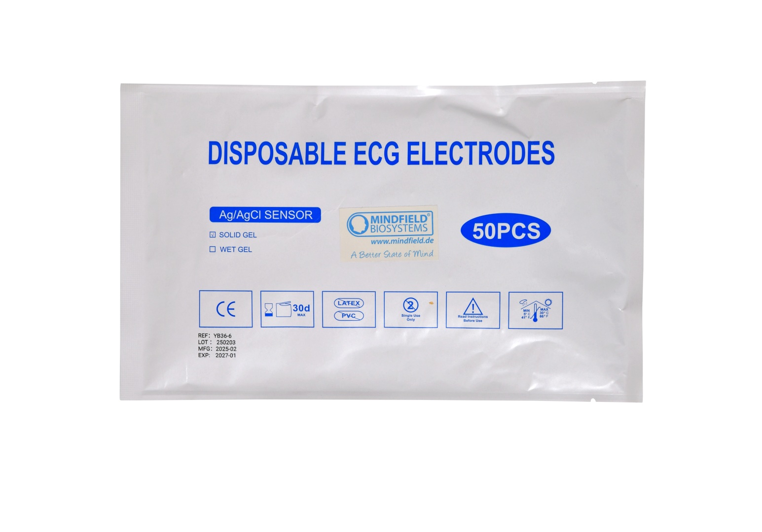Einweg-Klebeelektroden (50 Stk.) für EMG/EKG/EDA, für Erwachsene, vorgegelt